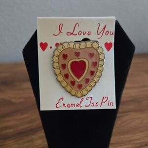VTG I Love You - Heart Enamel Pin - Red and Gold - NWT
